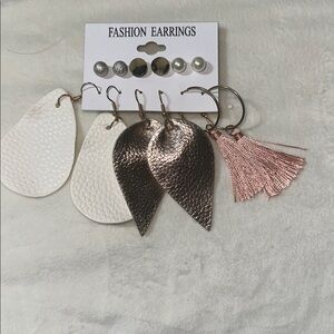 Elegant White and Gold Fashion Earrings Set